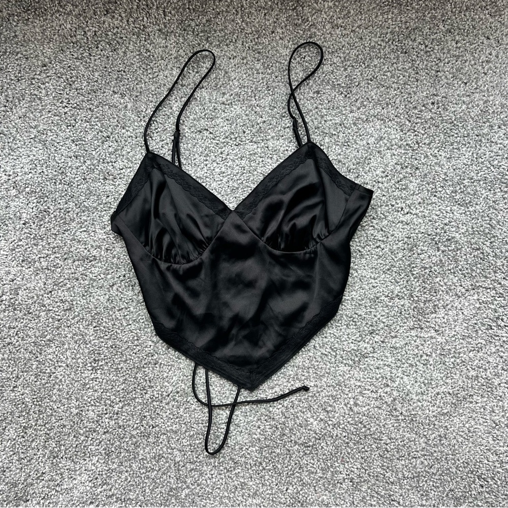 NWOT Cotton Candy LA Black Satin Top